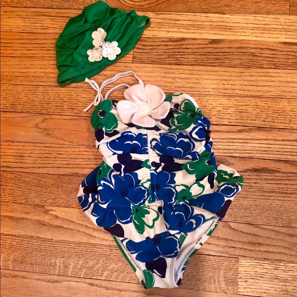 Janine and Jack- 1 piece swimsuit with Cap